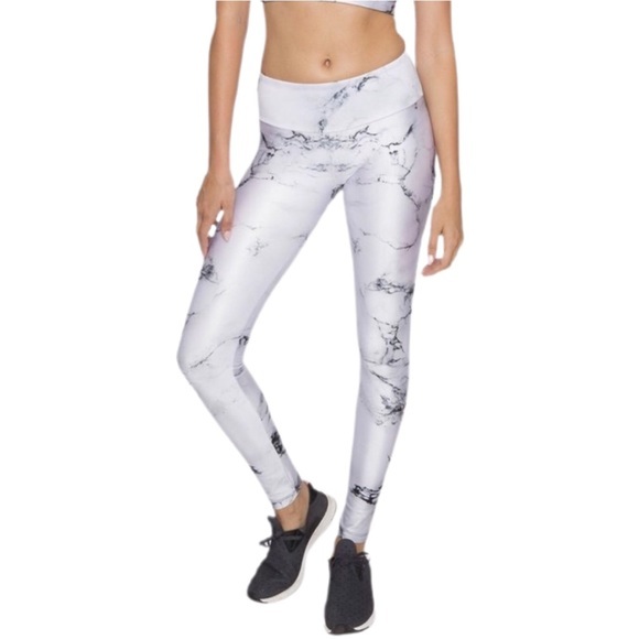 Goldsheep Pants - Goldsheep White Marble Full Length Leggings